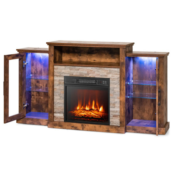 Fireplace TV Stand with 16-Color Led Lights for TVs up to 65 Inch